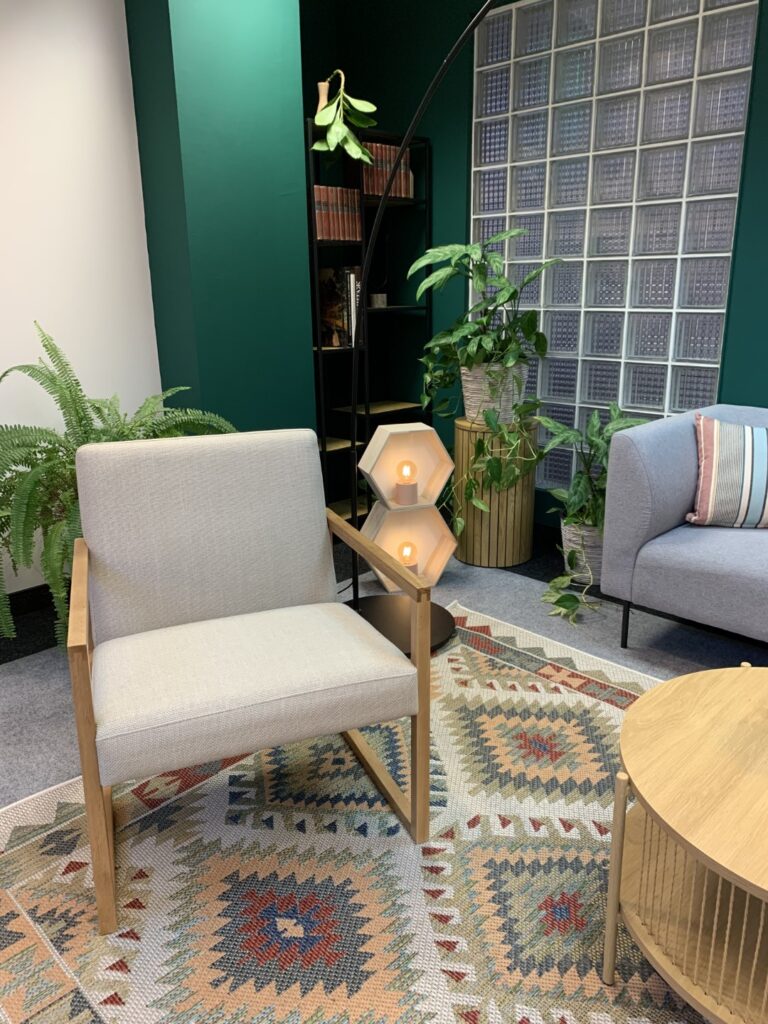 YEP podcast studio cozy for two sets corner